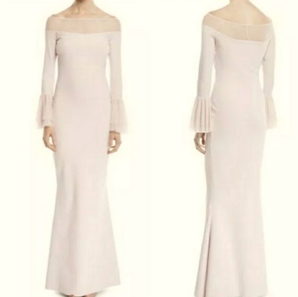 NWT La Petite Robe Chiara Boni Pink Long Sleeve‎ Mermaid Gown Dress